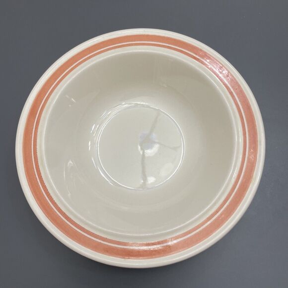 Vintage Homer Laughlin 5 Dishes: 3 Bowls 1 Plate Creamer Eggshell W/Orange Trim - Picture 7 of 16